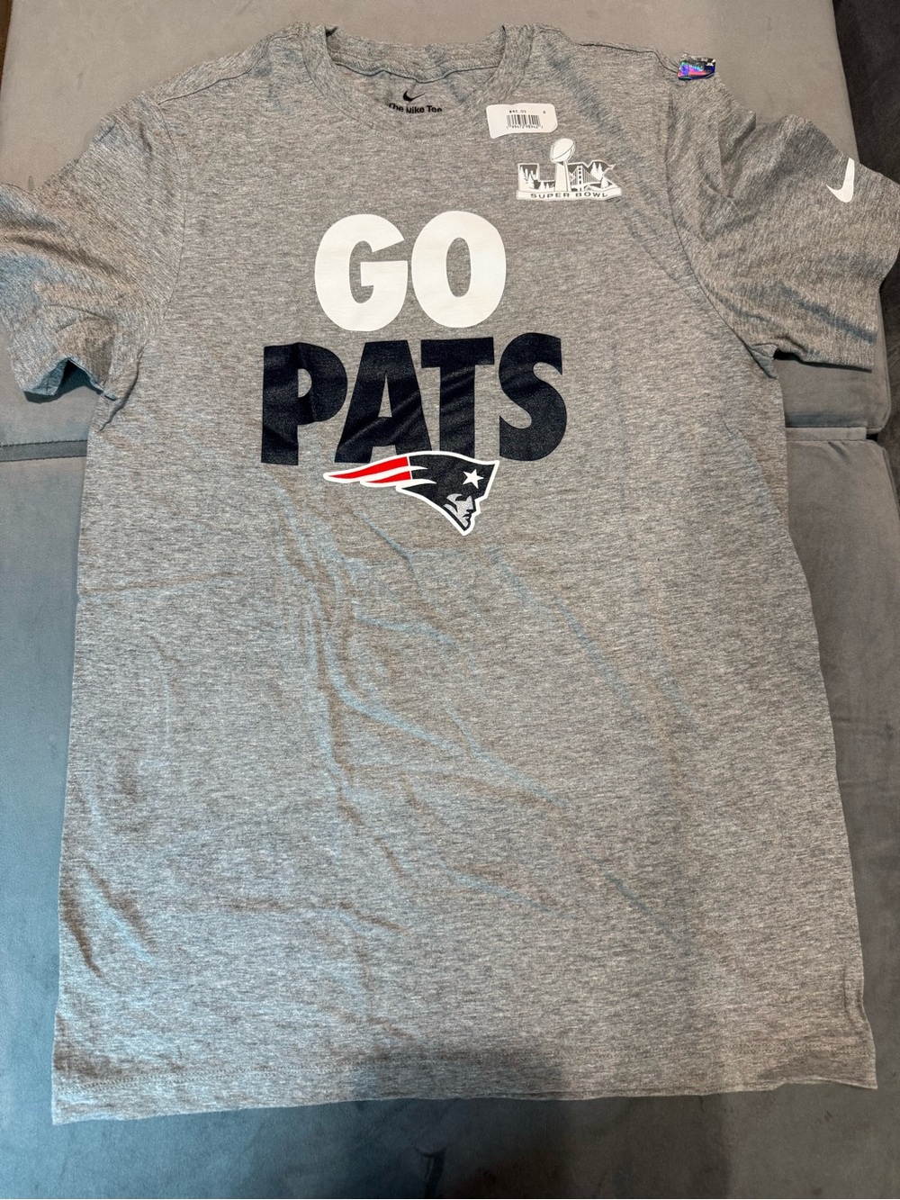 Nike Gray 'GO PATS' Short-Sleeve Tee with Team Logo
